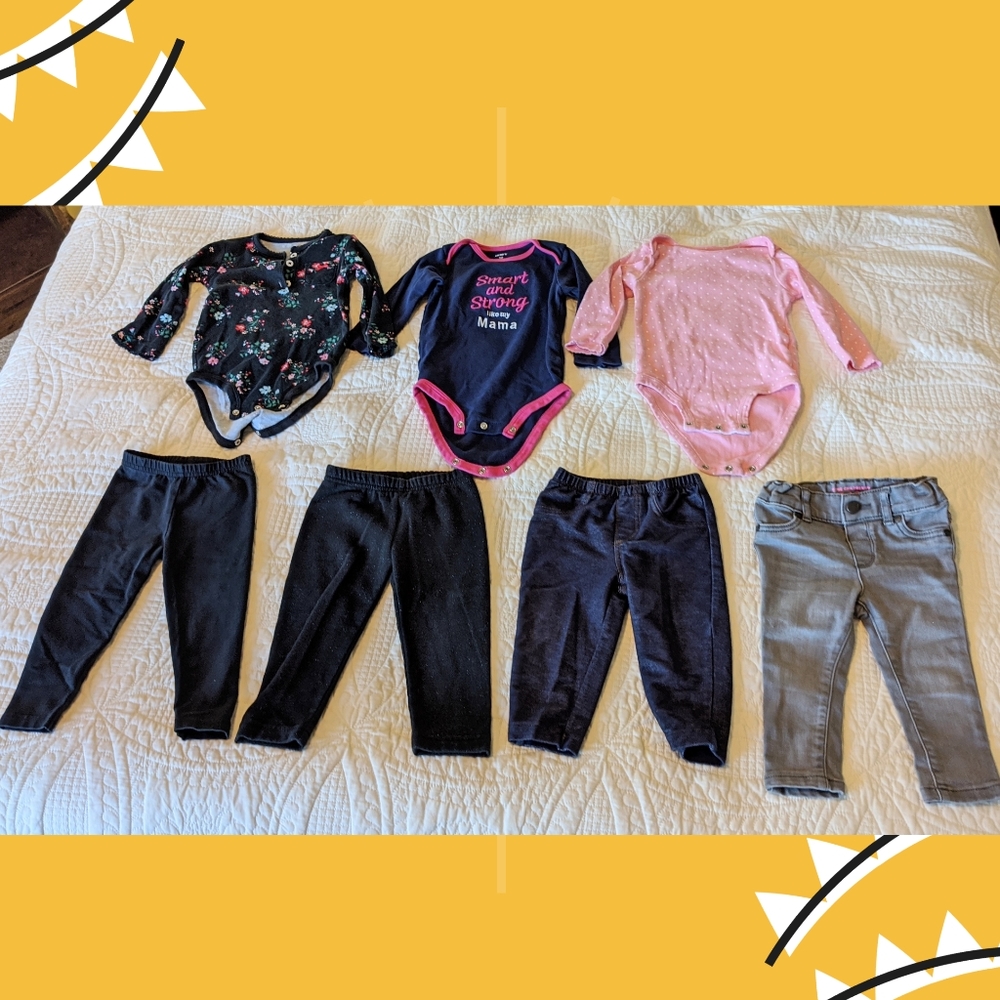 Baby Girl Long Sleeve Onesies & Leggings 12 months